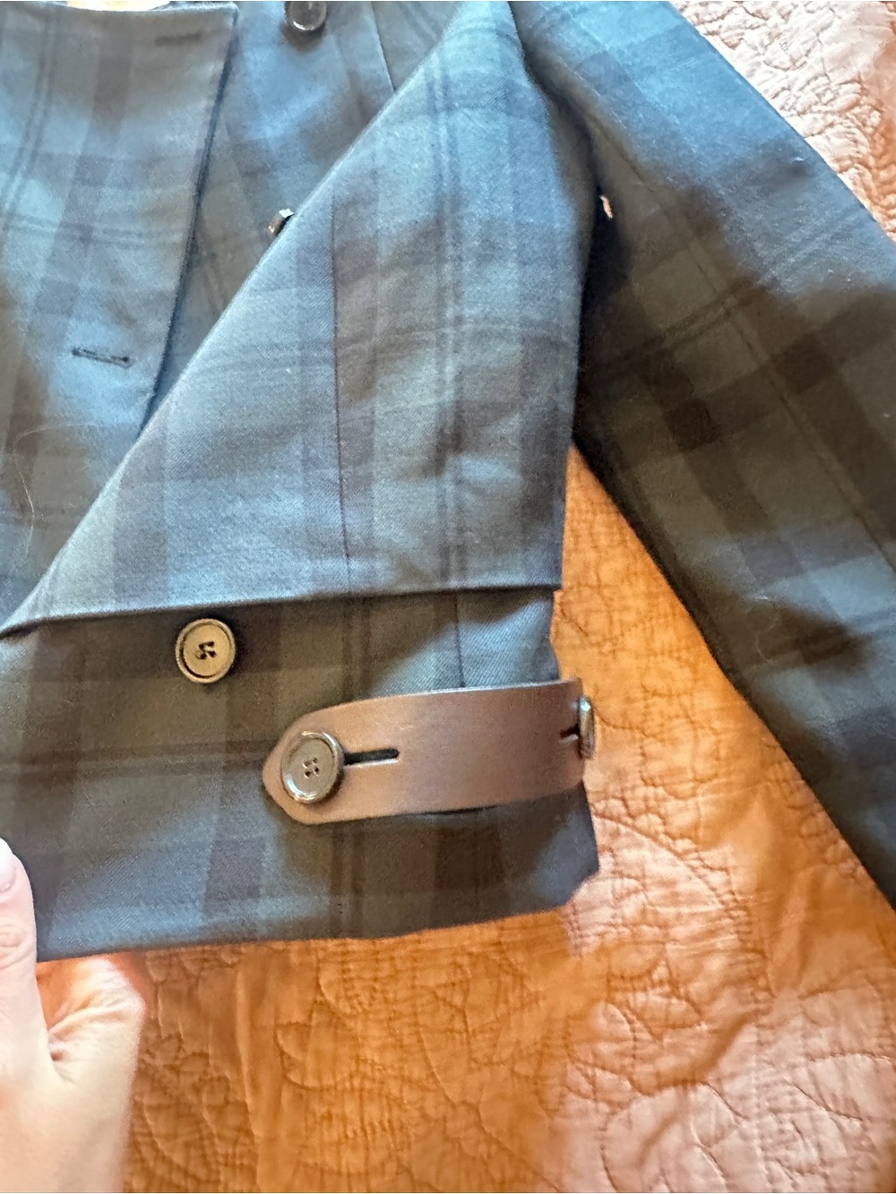 Chloé Blue Plaid Cropped Wool Jacket - Picture 4 of 7